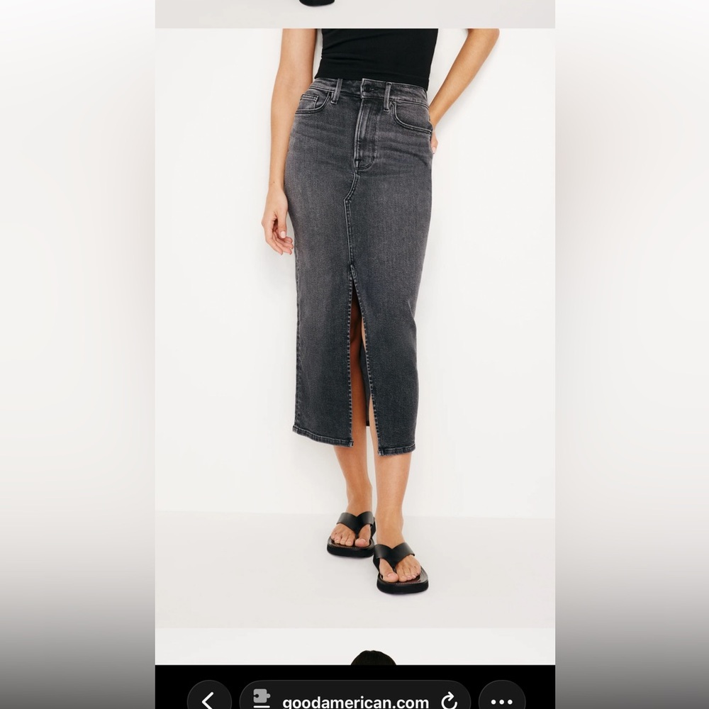 Good American Black Denim Compression Skirt sz 8
